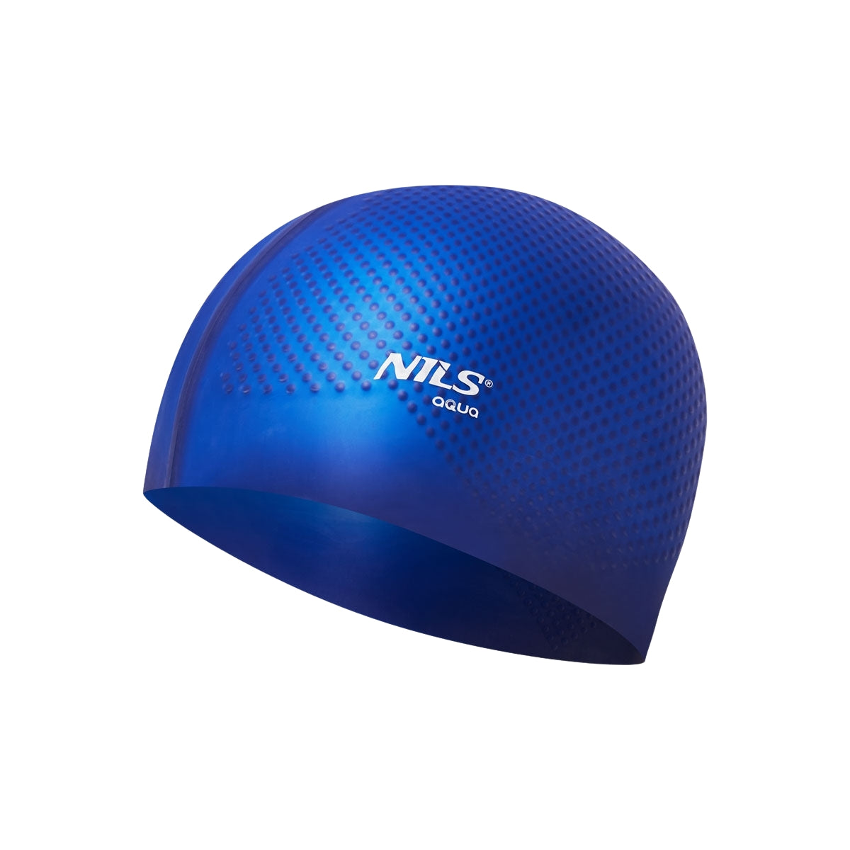 Dark Blue Silicone Swimming Cap – Solid Color, Dots