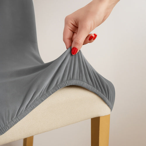 Dark Gray Chair Covers, Set of 6, Stretch Fabric