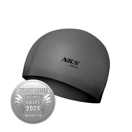 Dark Gray Silicone Swimming Cap – Solid Color