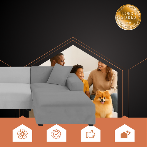 Dark Gray Sofa Cover, 145-185cm Stretch Fabric