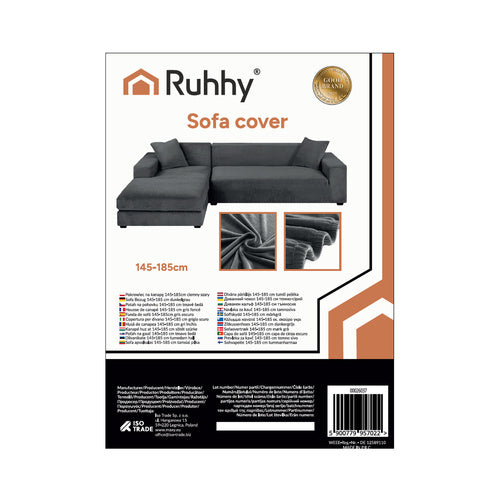 Dark Gray Sofa Cover, 145-185cm Stretch Fabric