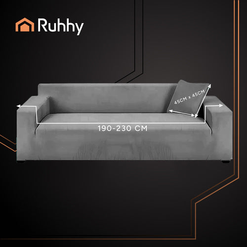 Dark Gray Sofa Cover, Stretch Fit 190-230cm