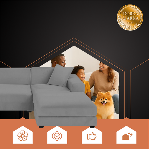 Dark Gray Sofa Cover, Stretch Fit 190-230cm