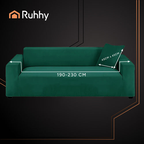 Dark Green Sofa Cover, Stretch Fit 190-230cm