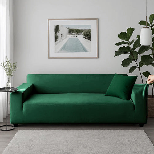 Dark Green Sofa Cover, Stretch Fit 190-230cm