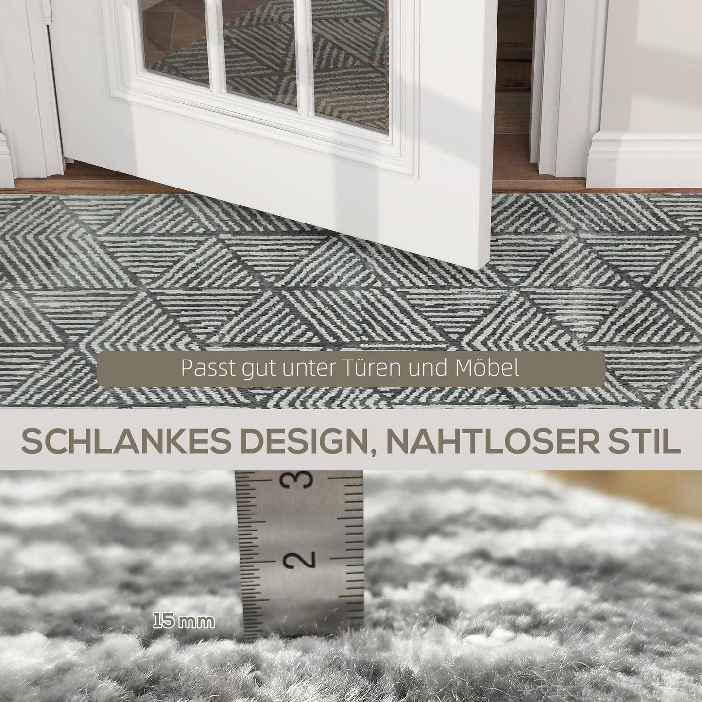 Dark Grey Washable Living Room Rug, 150 x 80 cm