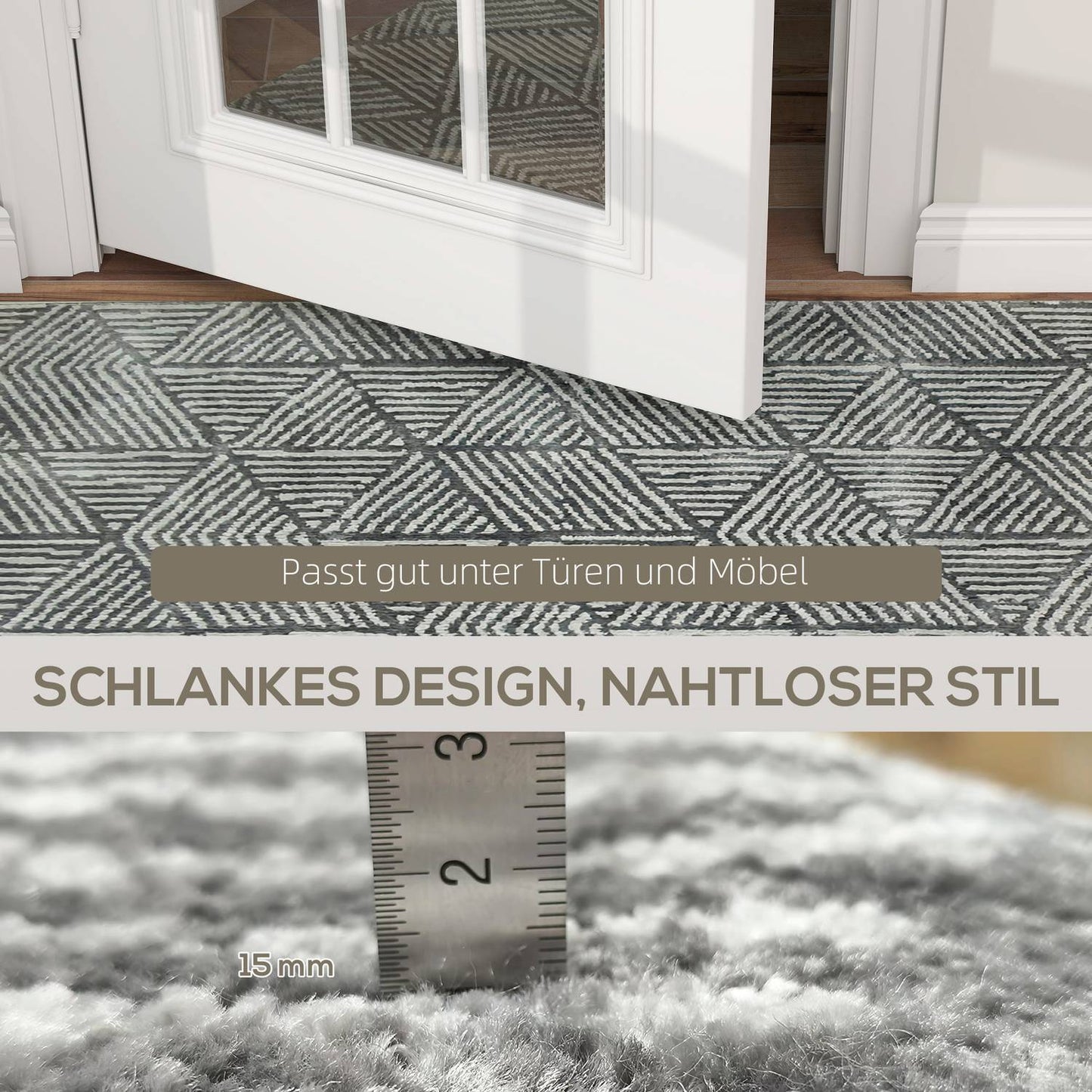 Dark Grey Washable Living Room Rug, 150 x 80 cm