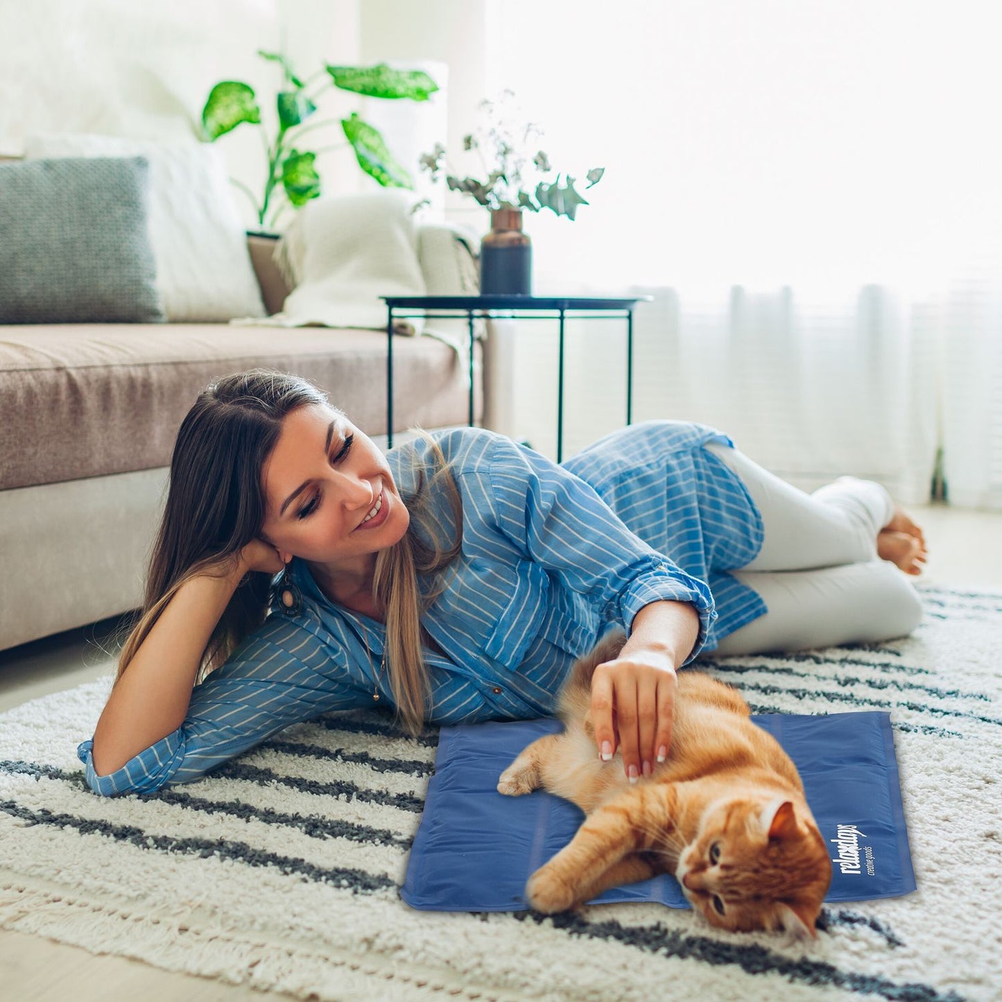 Dark blue cooling mat for dogs
