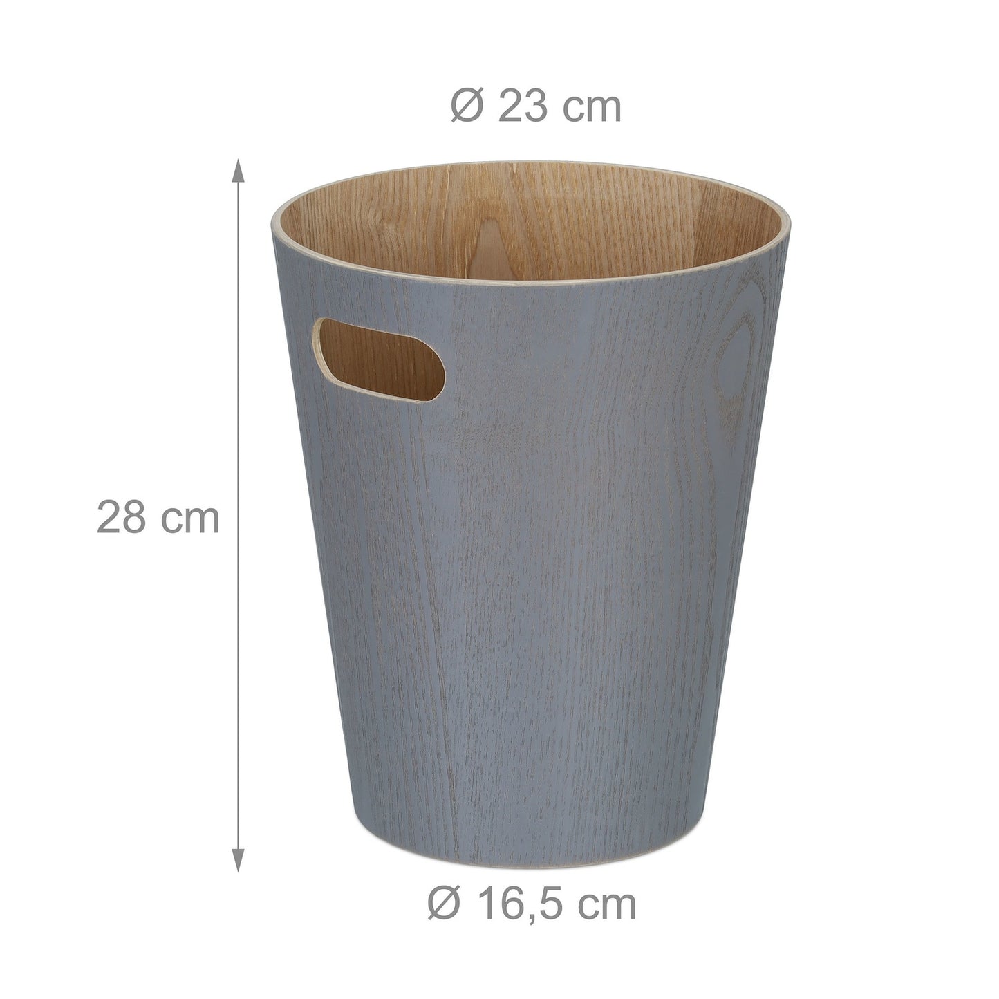 Dark gray wooden wastebasket