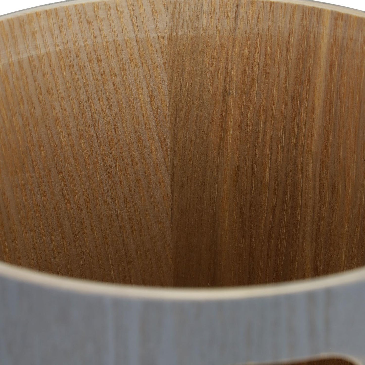 Dark gray wooden wastebasket