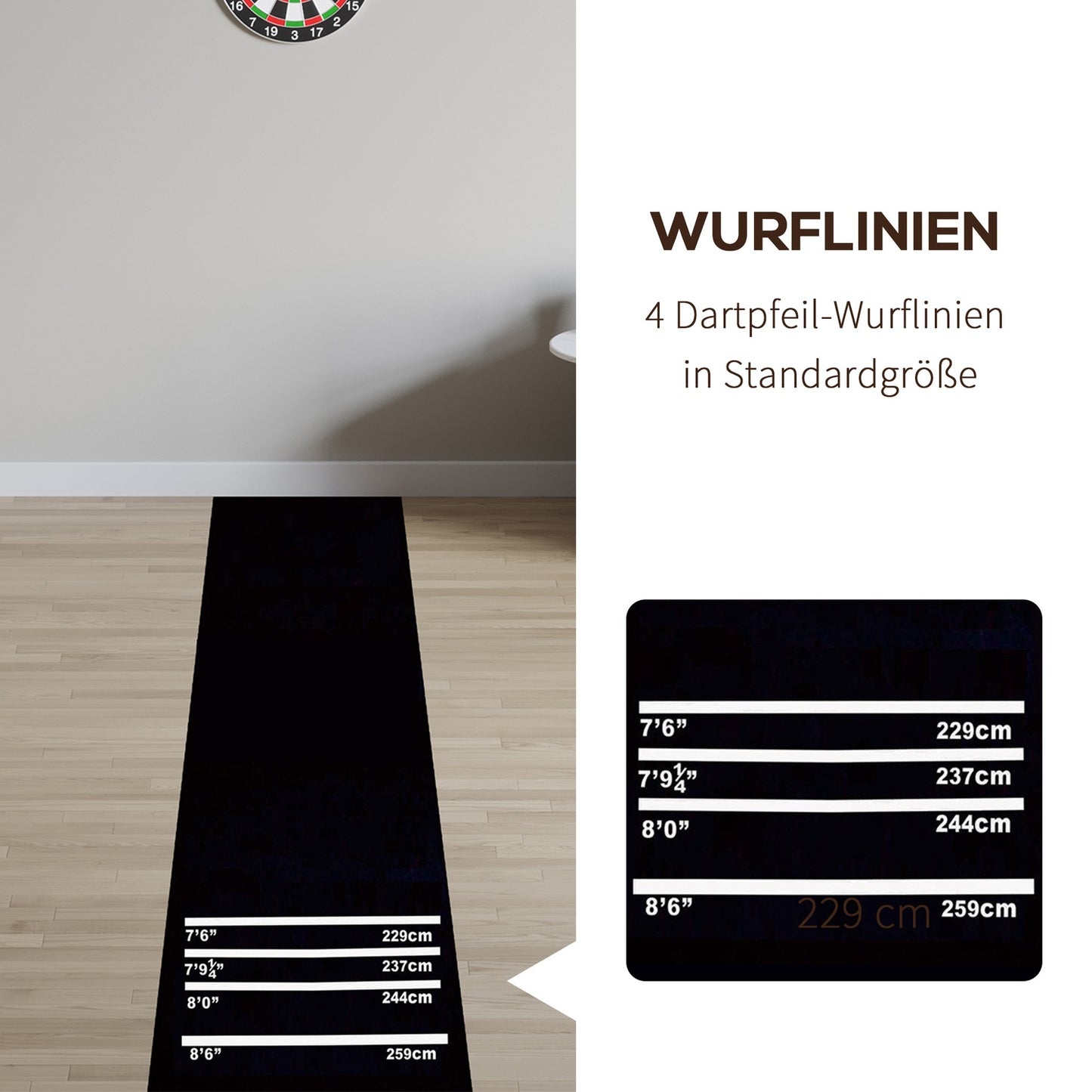 Dart mat, non-slip rubber mat for steel and soft darts