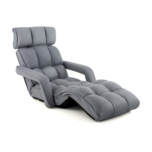 Deck Chair Folding Sofa Bed with 6 Adjustable Positions 72 x 61 x 46.5 cm Gray