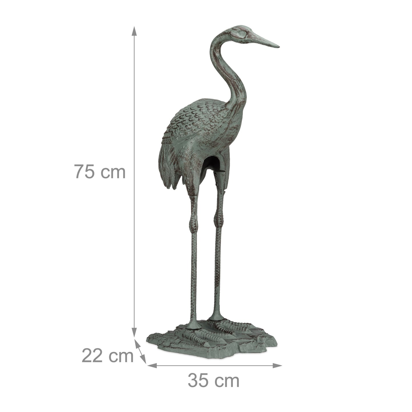 <p>Enhance your garden with a cast iron crane sculpture, offering elegance and durability for bird lovers and garden enthusiasts. This timeless piece adds sophistication to any outdoor space.</p>

<ul>
<li>Admire the elegant crane design that captivates n