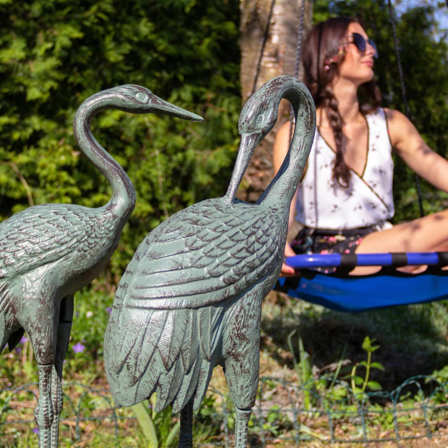 Decorative Cast Iron Crane Statue