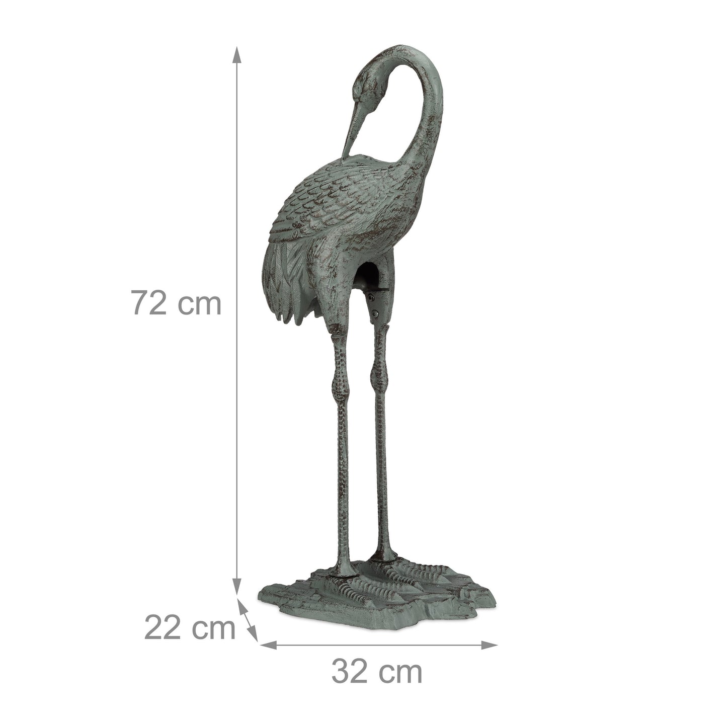 <p>Enhance your garden with this elegant cast iron crane sculpture, perfect for bird lovers and garden enthusiasts seeking timeless outdoor decor. Its durable design withstands all weather conditions.</p>

<ul>
<li>Enjoy an elegant crane design that capti