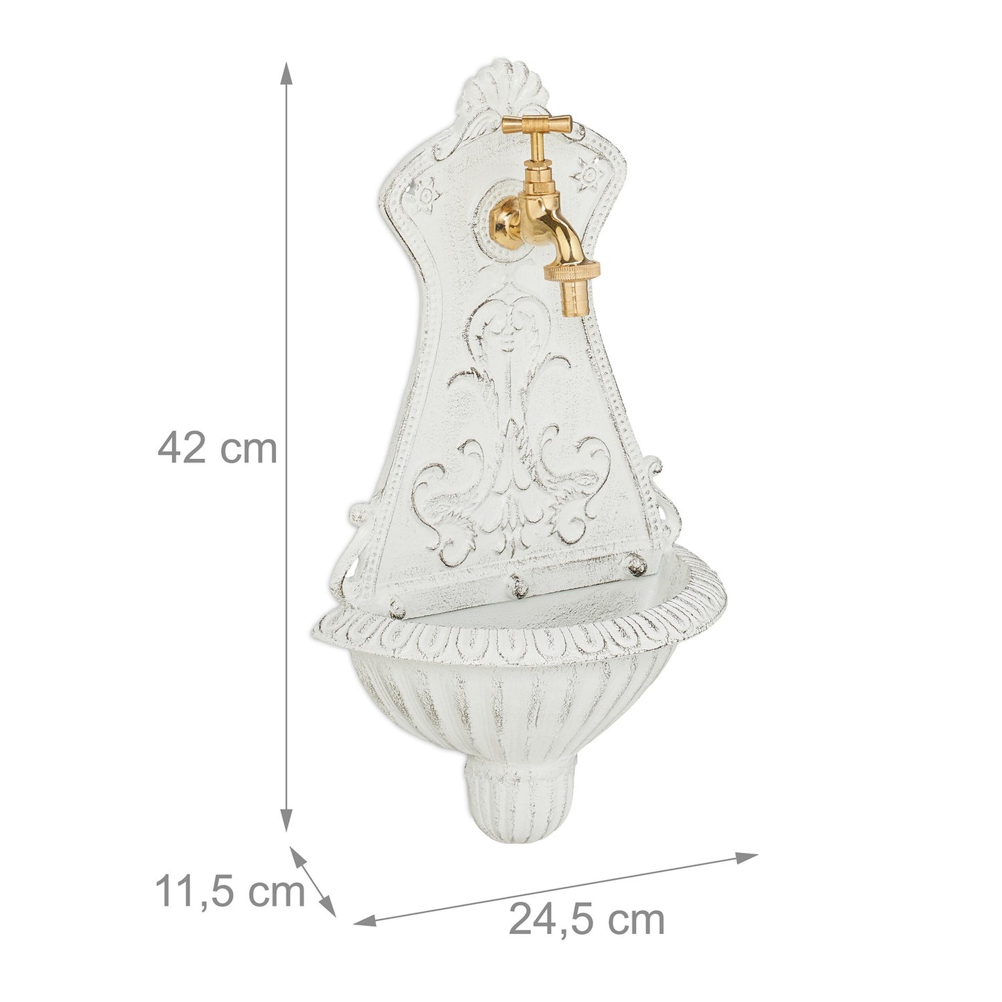 Decorative Cast Iron Wall Fountain with Tap