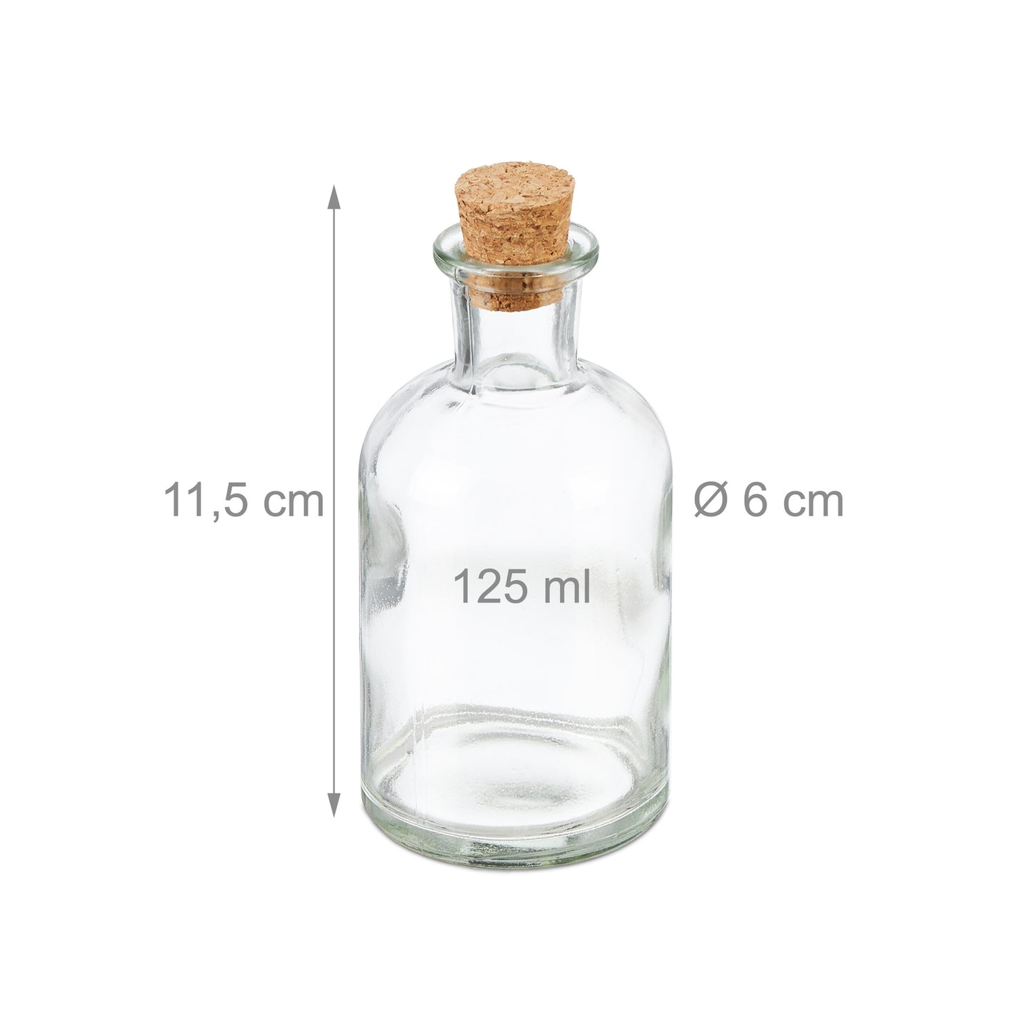 Decorative Glass Bottle Set with Cork Lids, 6-Pack