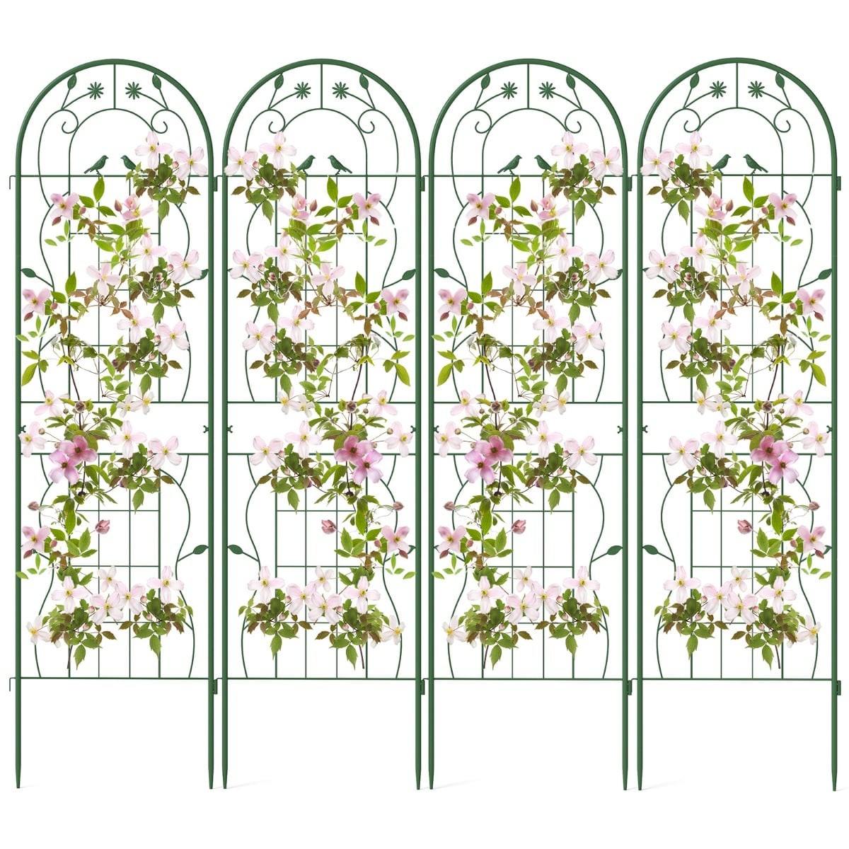 Decorative Metal Garden Trellis Set, 180x50 cm, Green