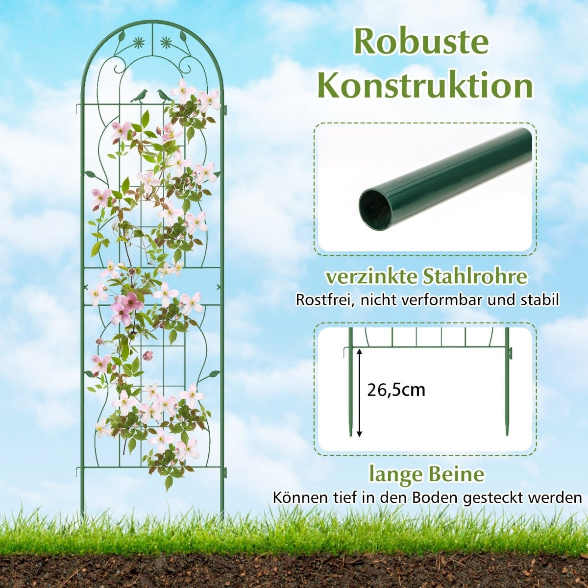 Decorative Metal Garden Trellis Set, 180x50 cm, Green