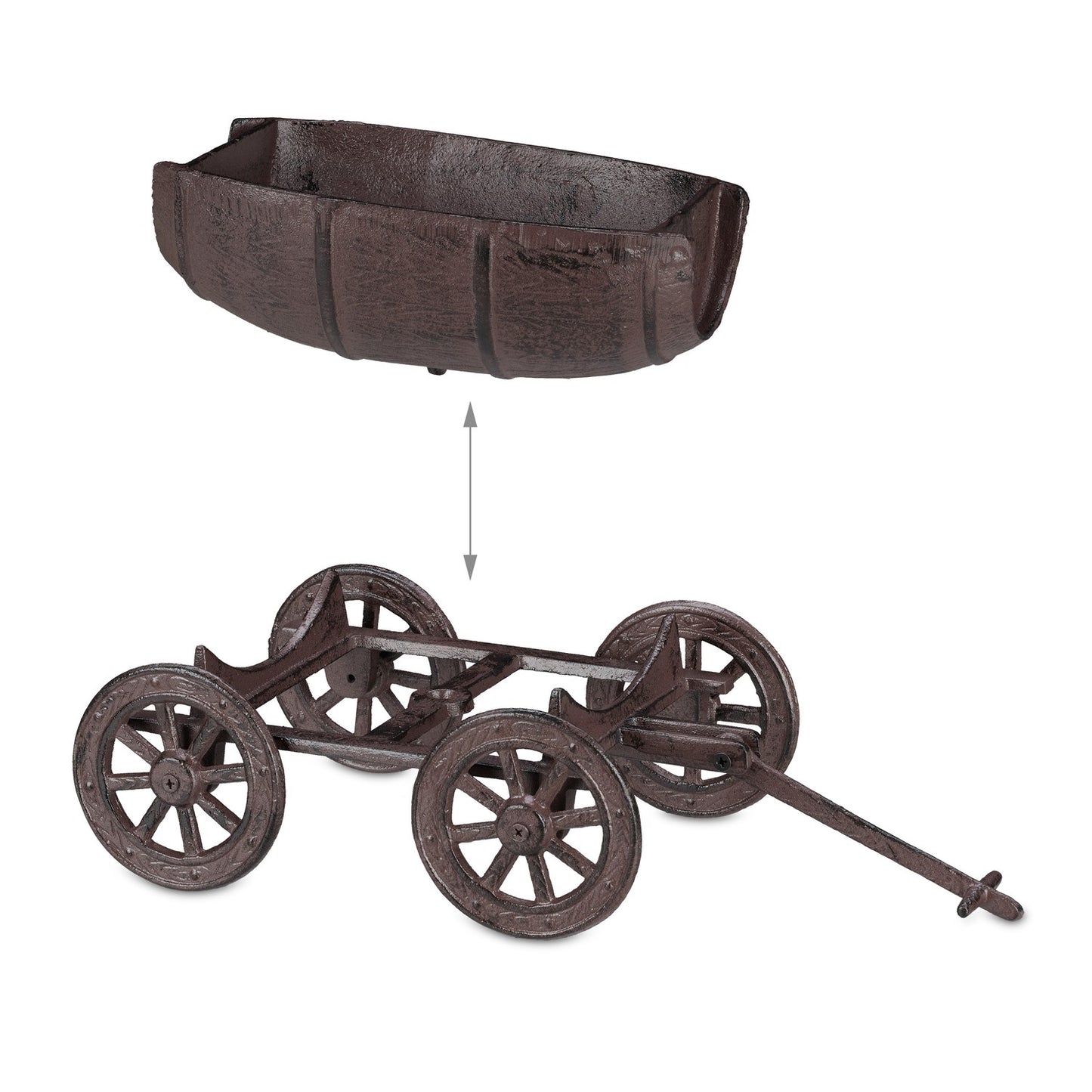 Decorative Planter Barrel on Handcart