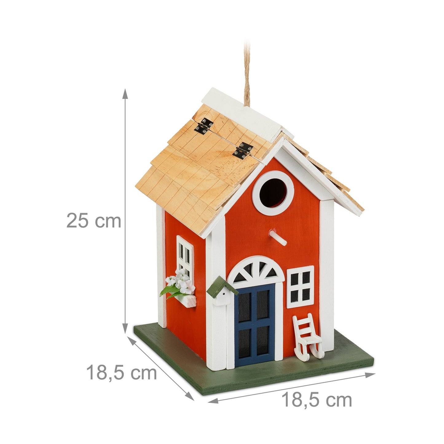 <p>This weatherproof birdhouse offers a cozy refuge for small birds while enhancing your garden's charm. Crafted from durable poplar and pine, it blends seamlessly into any outdoor setting.</p>

<ul>
<li>Enhance your garden with detailed country style des