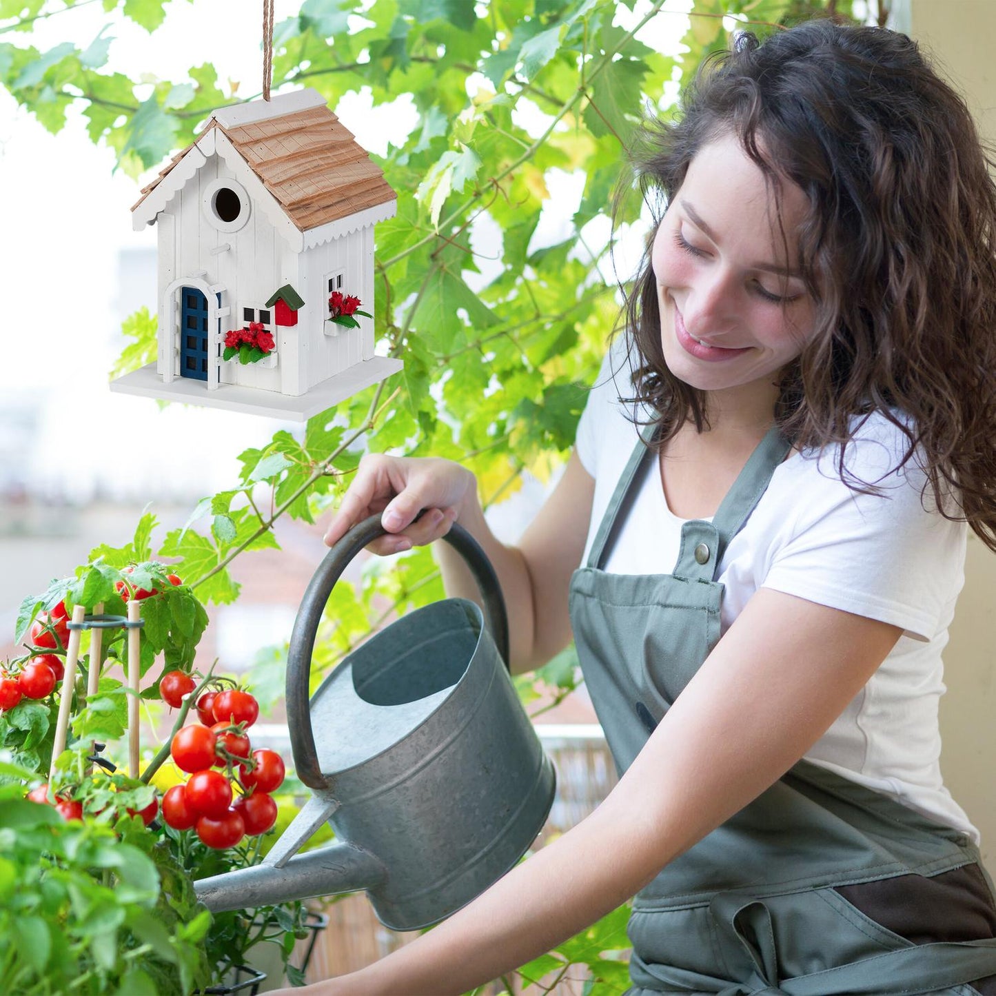 <p>The country-style birdhouse enhances your garden with rustic charm and weatherproof durability. Crafted from poplar and pine, it offers a cozy retreat for birds while beautifying your outdoor space.</p>

<ul>
<li>Enhance your garden with a unique rural