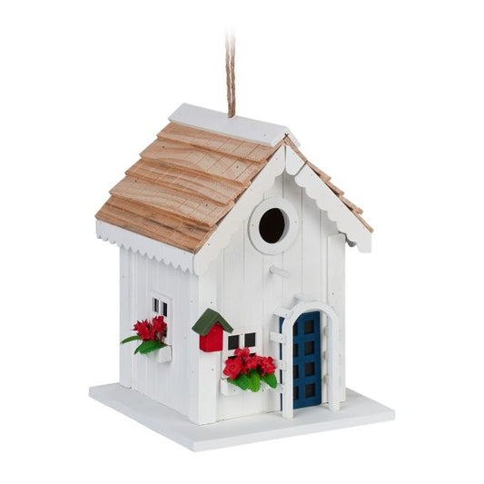 <p>The country-style birdhouse enhances your garden with rustic charm and weatherproof durability. Crafted from poplar and pine, it offers a cozy retreat for birds while beautifying your outdoor space.</p>

<ul>
<li>Enhance your garden with a unique rural