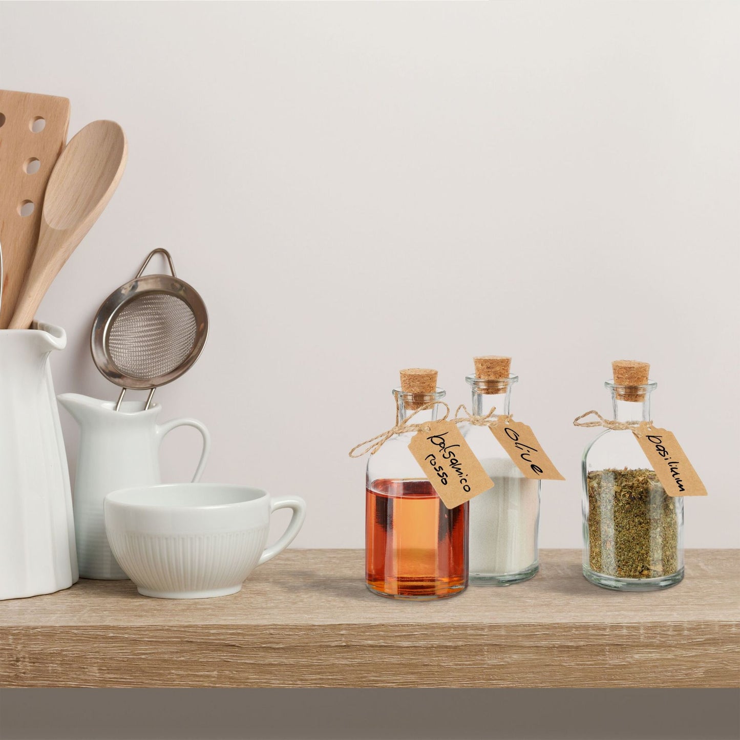 Decorative jars with cork lids