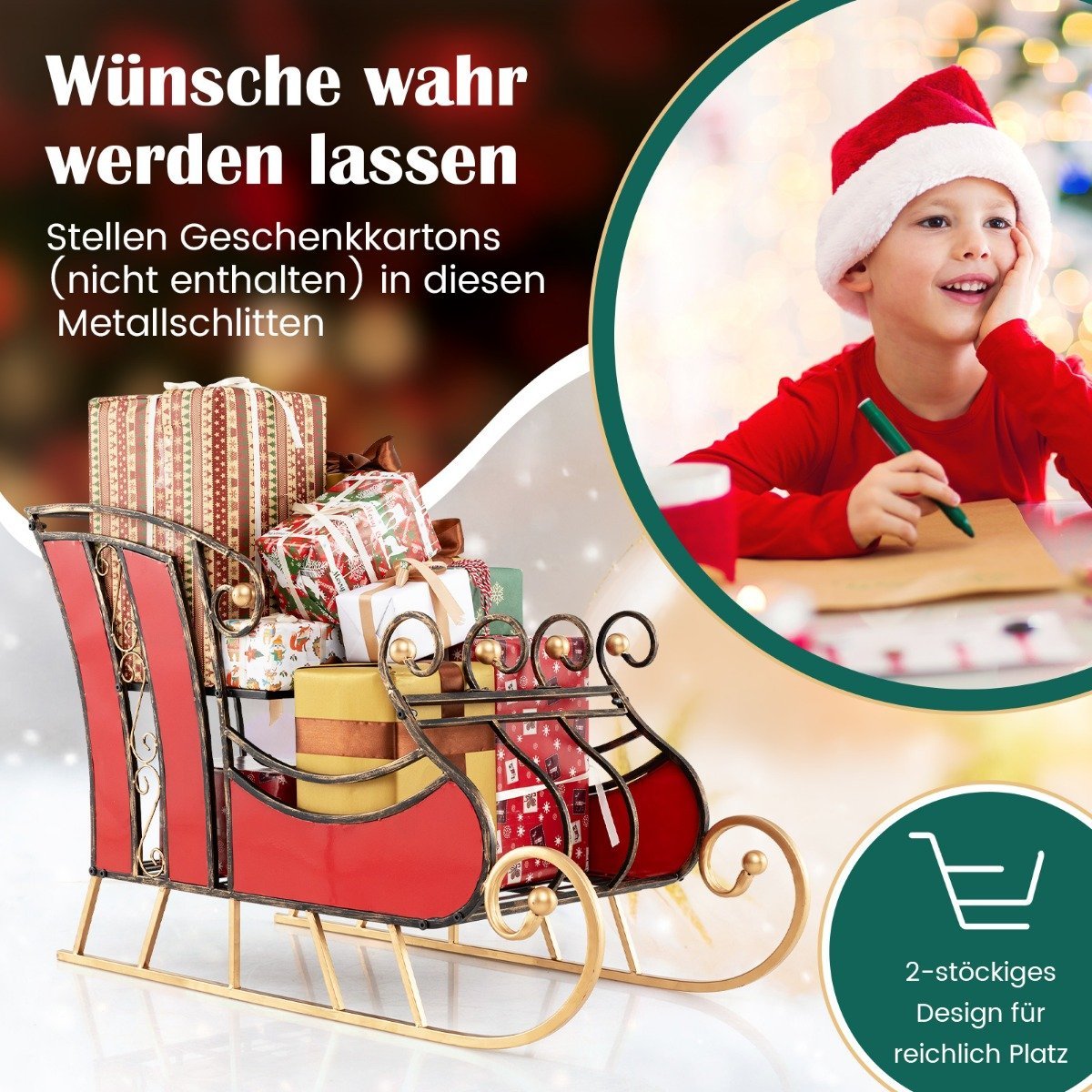 Decorative metal sleigh Christmas sleigh for Christmas 93 x 41 x 59 cm red