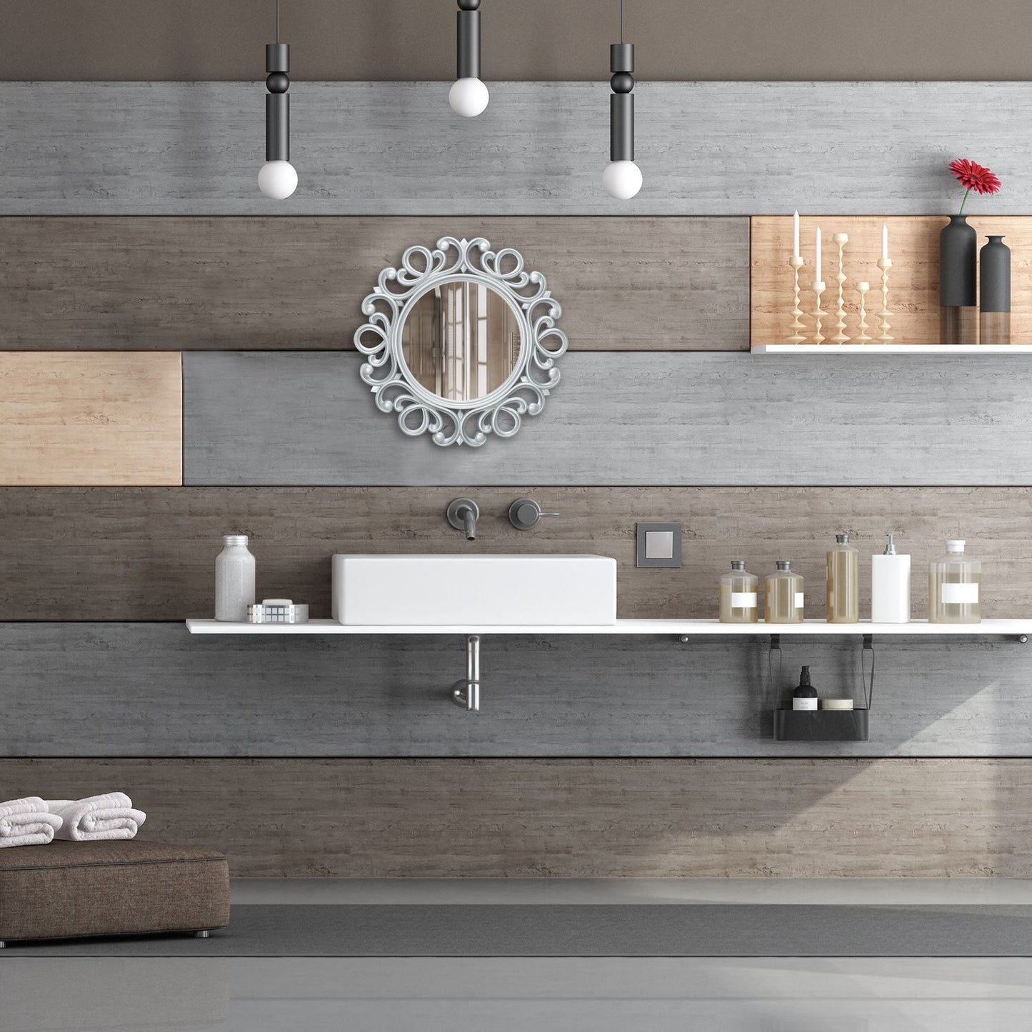 Decorative round wall mirror