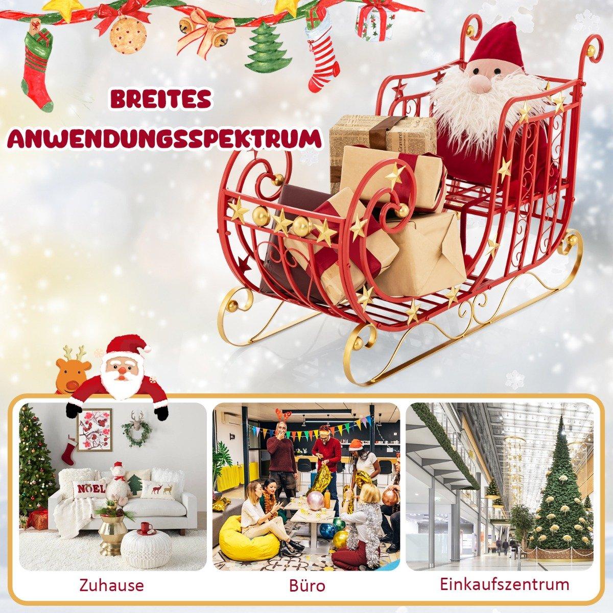 Decorative sleigh for Christmas metal sleigh Christmas decoration 99 x 36 x 61 cm red