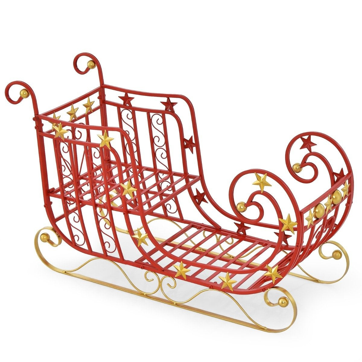 Decorative sleigh for Christmas metal sleigh Christmas decoration 99 x 36 x 61 cm red