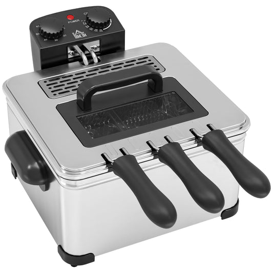 Deep Fryer, 5L Oil Capacity, Timer, 2000W, Silver