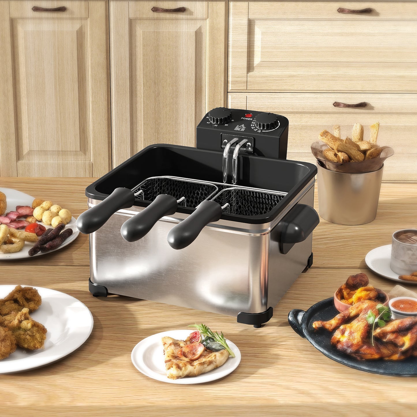 Deep Fryer, 5L Oil Capacity, Timer, 2000W, Silver