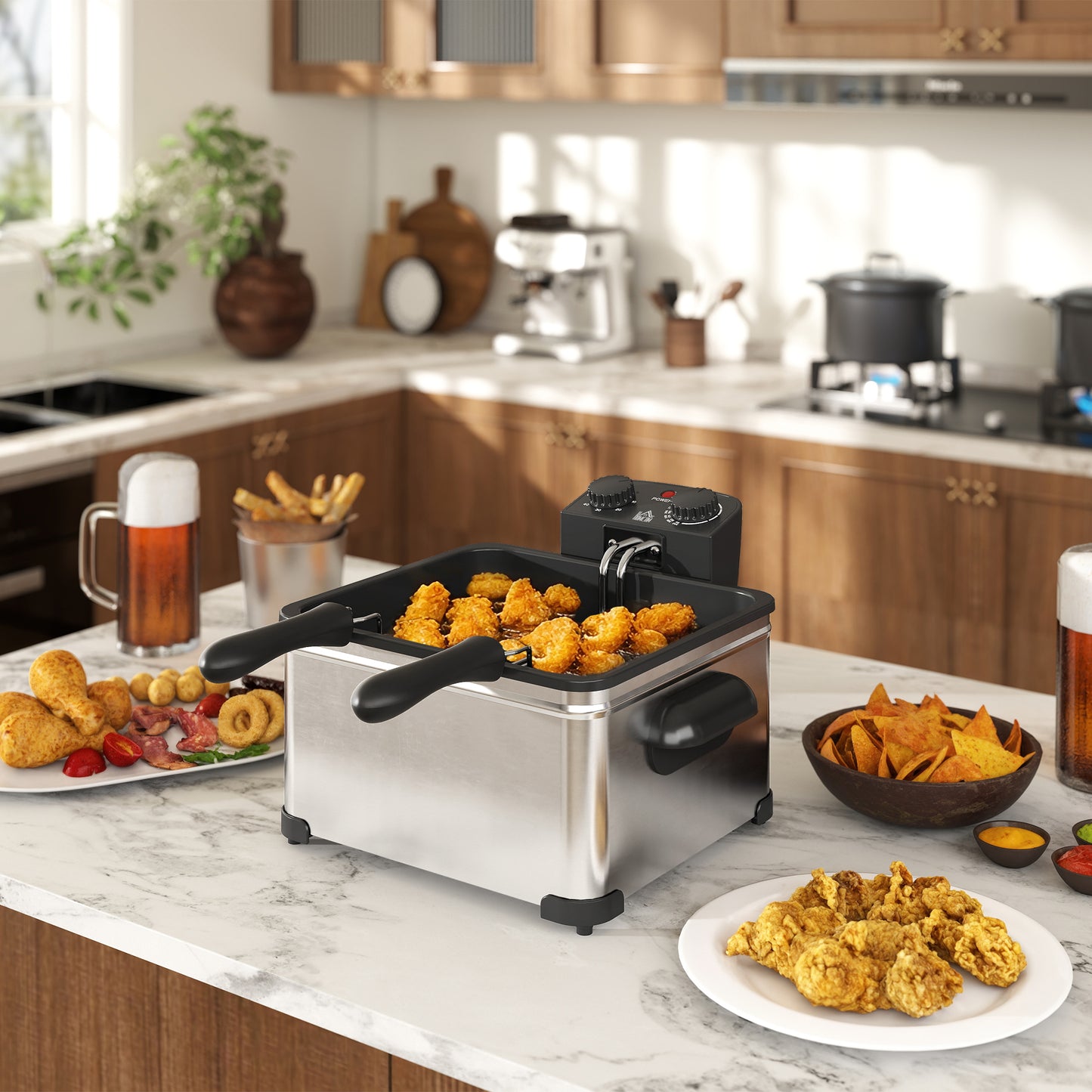 Deep Fryer, 5L Oil Capacity, Timer, 2000W, Silver