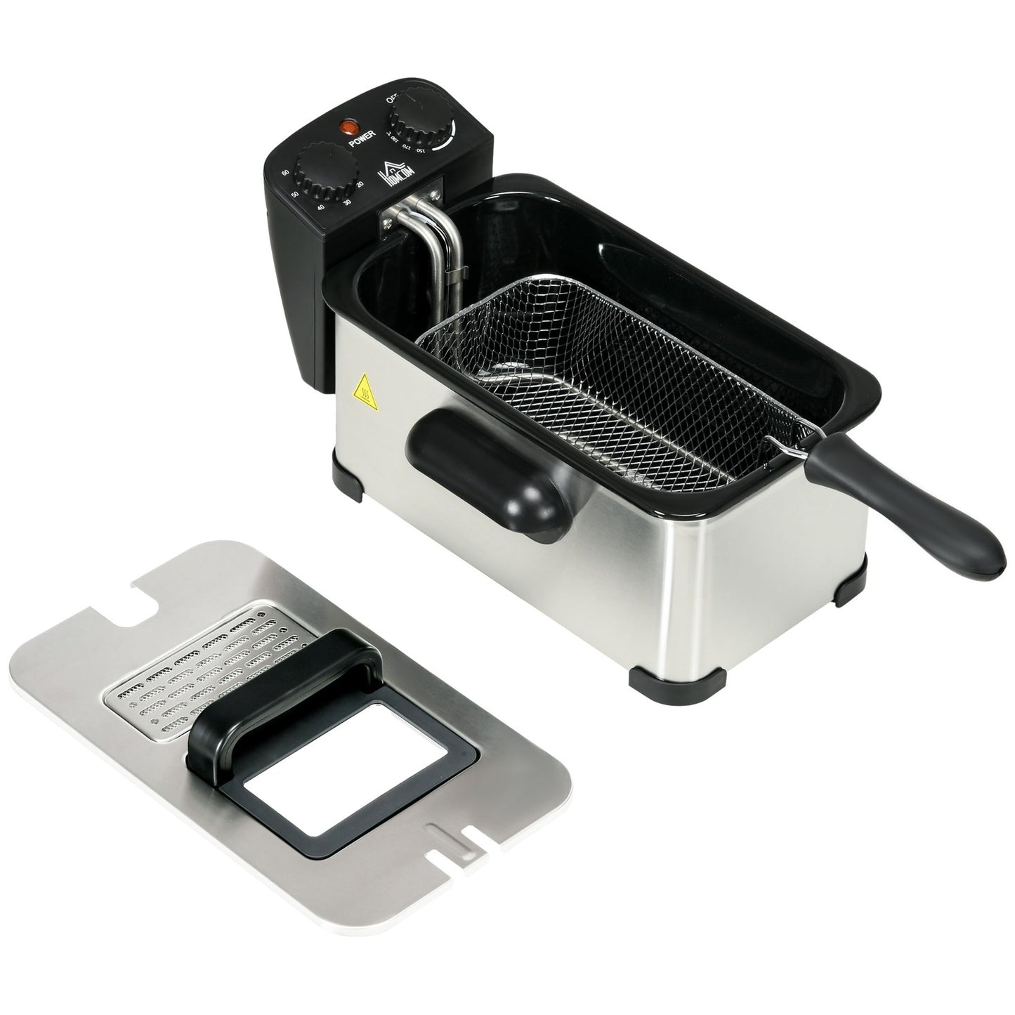 Deep fryer, 3 liters, 2,000W power, transparent lid, cool handle, black