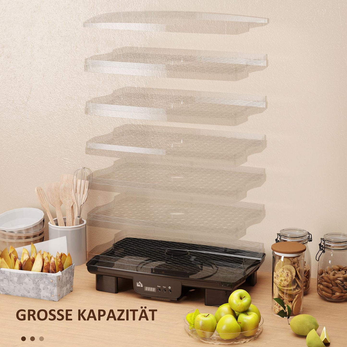 Dehydrator, 550W, 6-compartment adjustable rack, 40-70°C timer