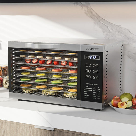 Dehydrator with 8 grid trays & 0-70°C temperature control & overheating protection dehydrator