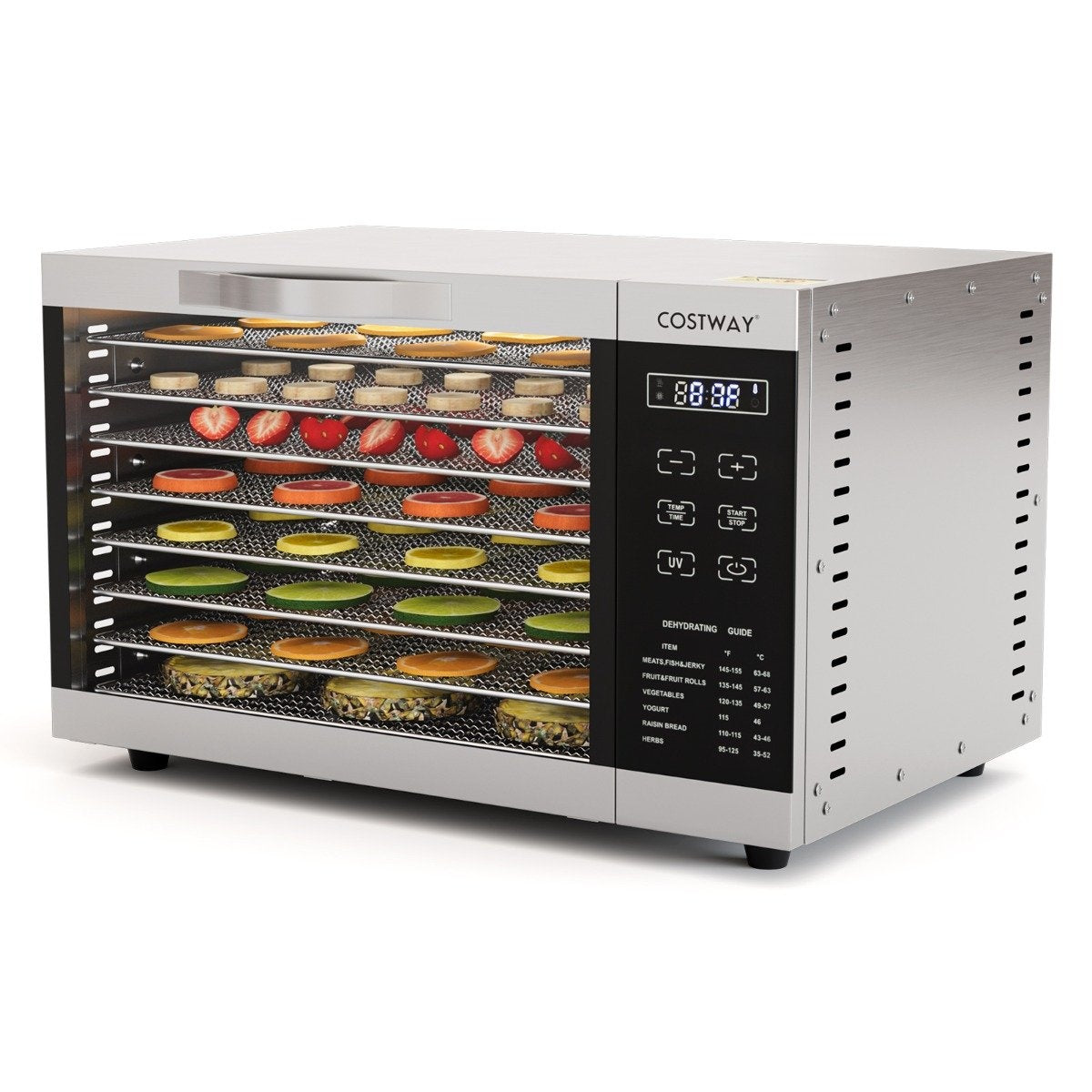Dehydrator with 8 grid trays & 0-70°C temperature control & overheating protection dehydrator