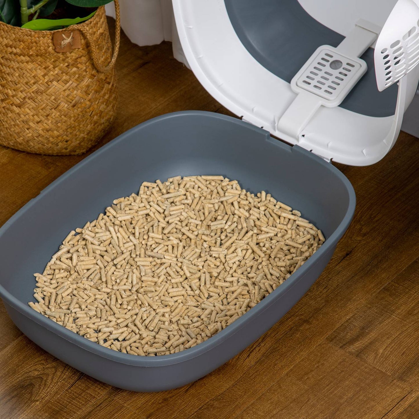 Cat litter box with deodorant, white/grey, 52x41x38 Cm