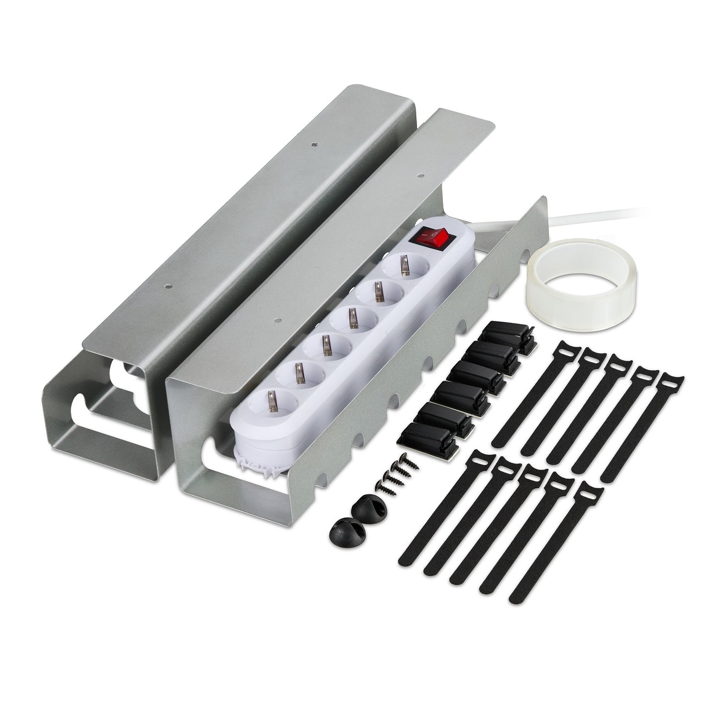 Desk Cable Trays Set, Steel Cable Management for PC/TV
