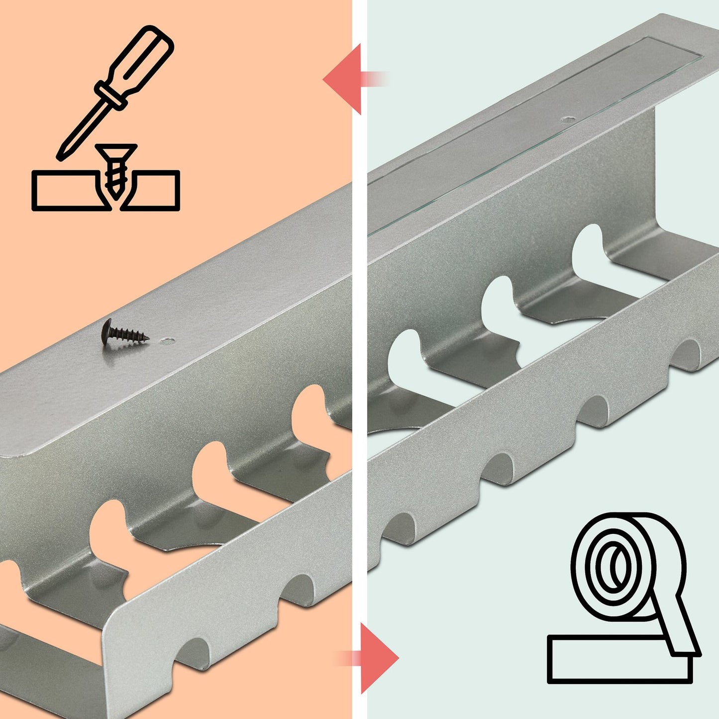 Desk Cable Trays Set, Steel Cable Management for PC/TV