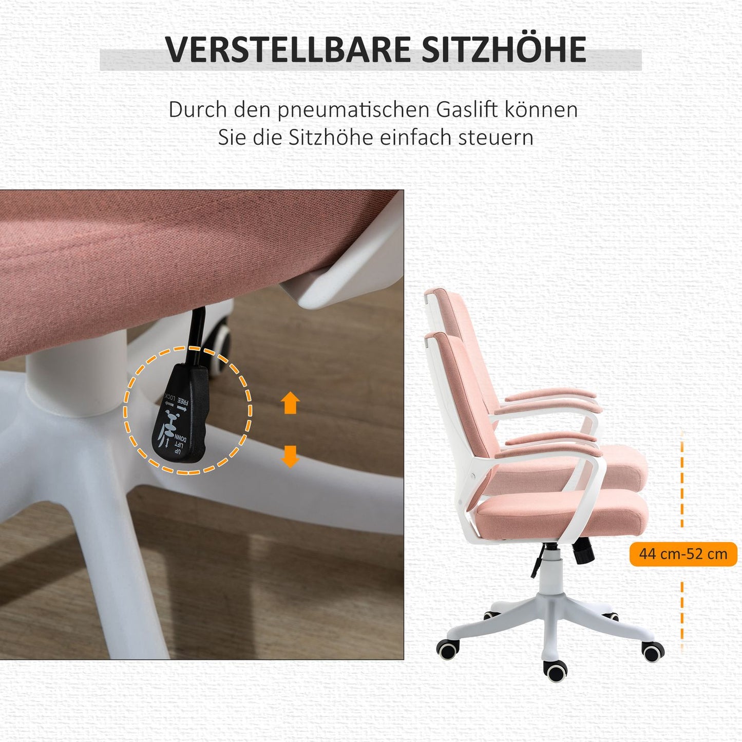 Ergonomic desk chair, adjustable height, thick padding