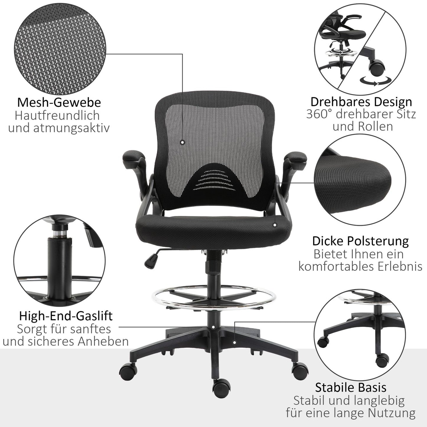 Ergonomic office chair, swivel, mesh, 360°, 120 kg capacity