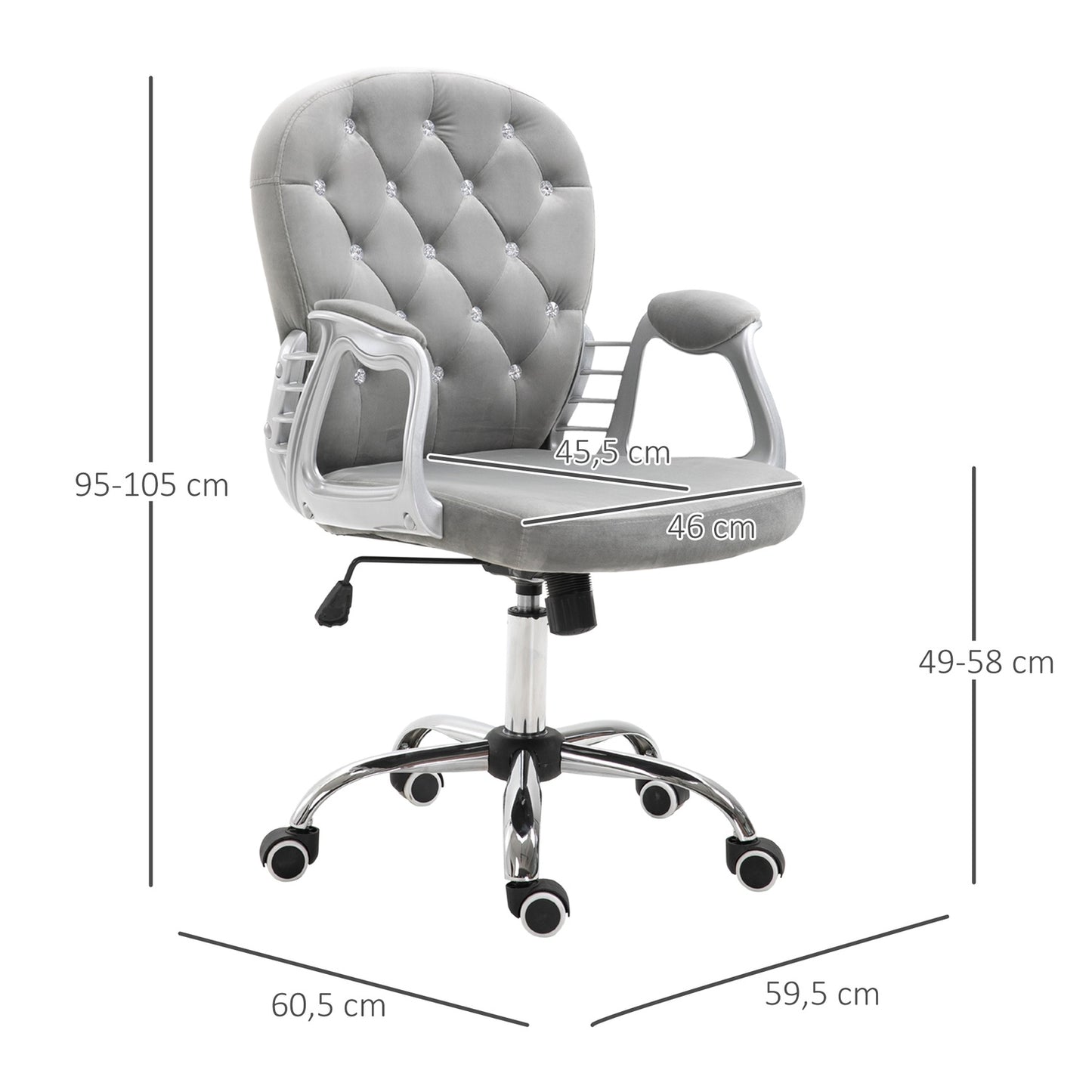 Ergonomic gray office chair - adjustable padded backrest