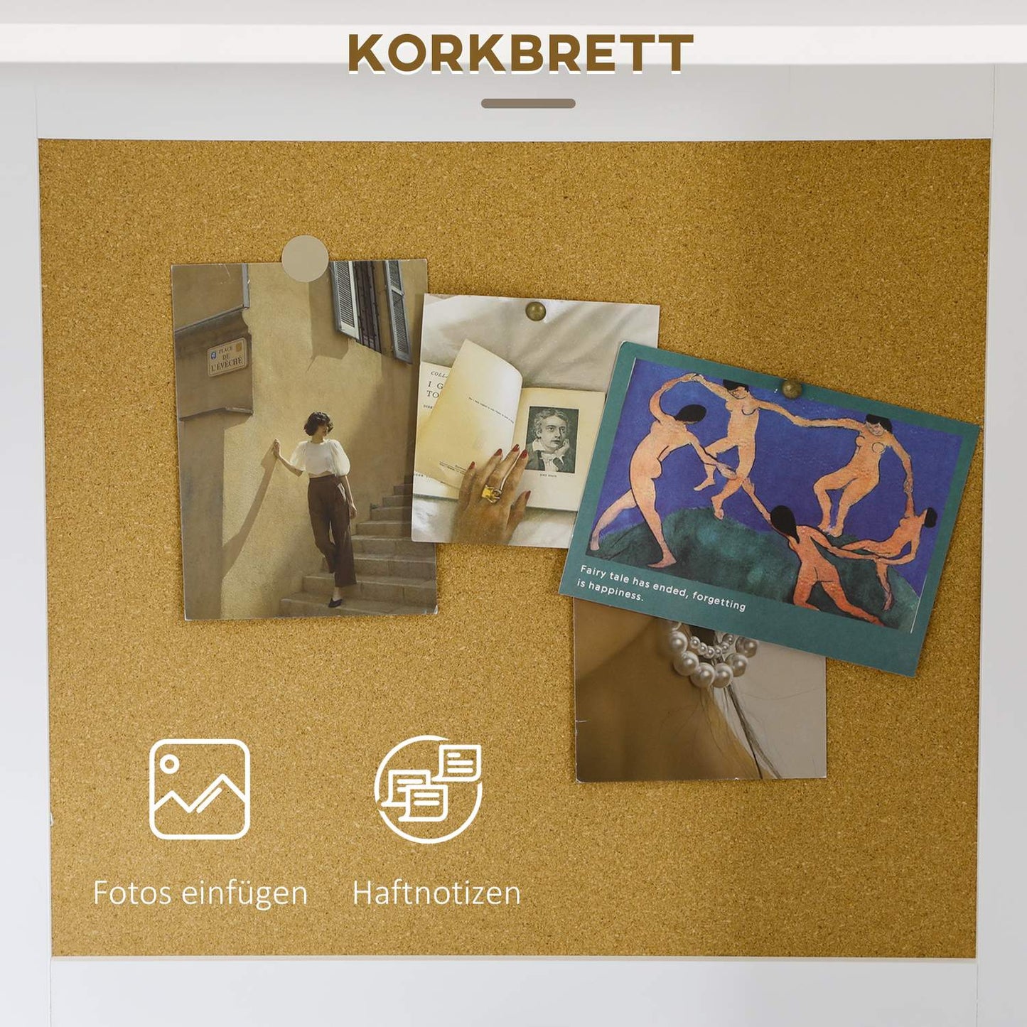 Computer table with drawers and cork top - White