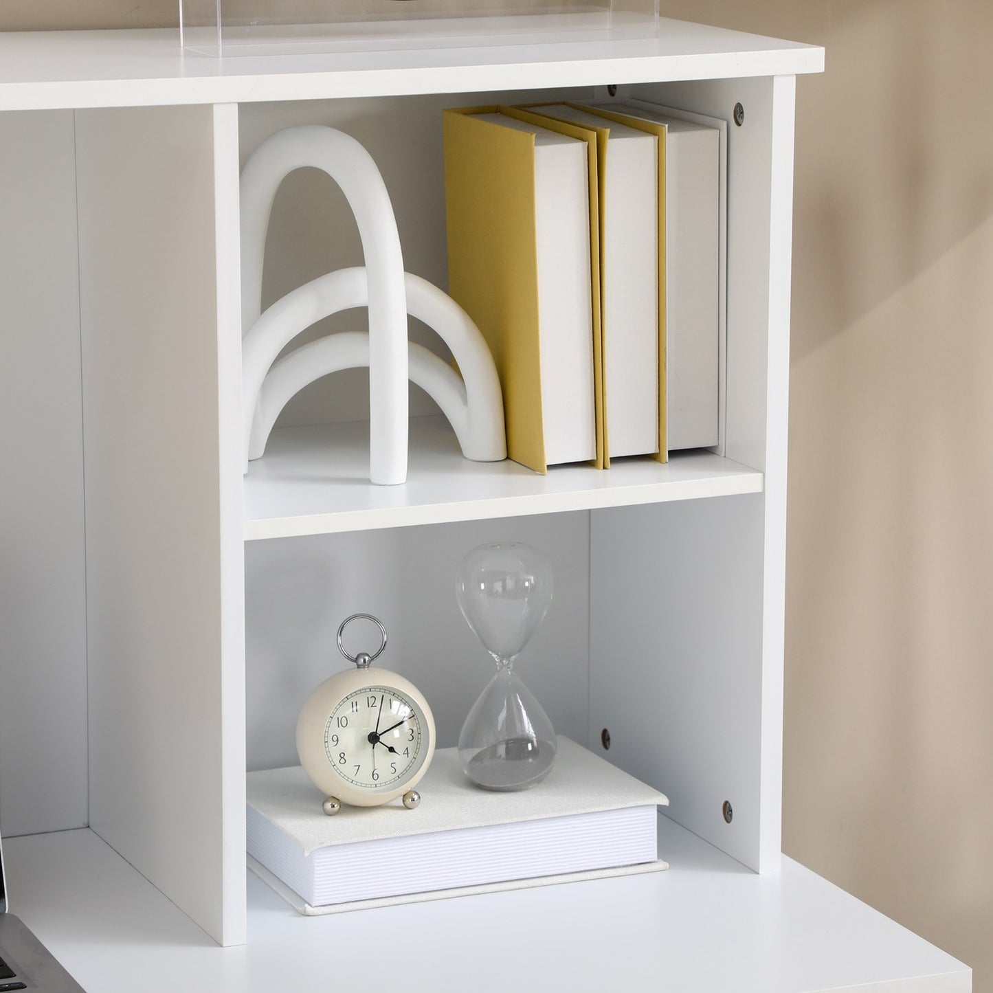 Computer table with drawers and cork top - White