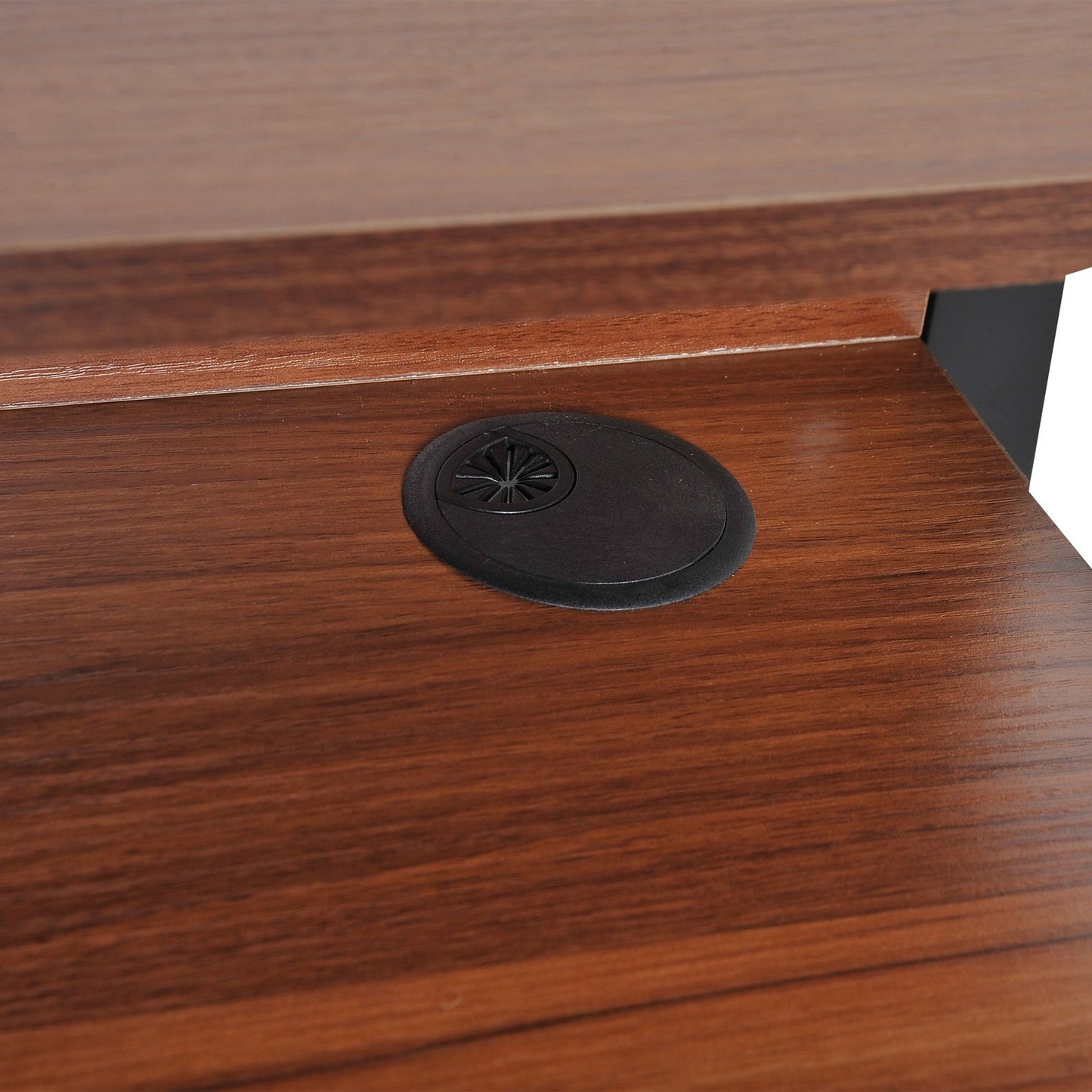 Desktop computer desk with storage and cable management - walnut