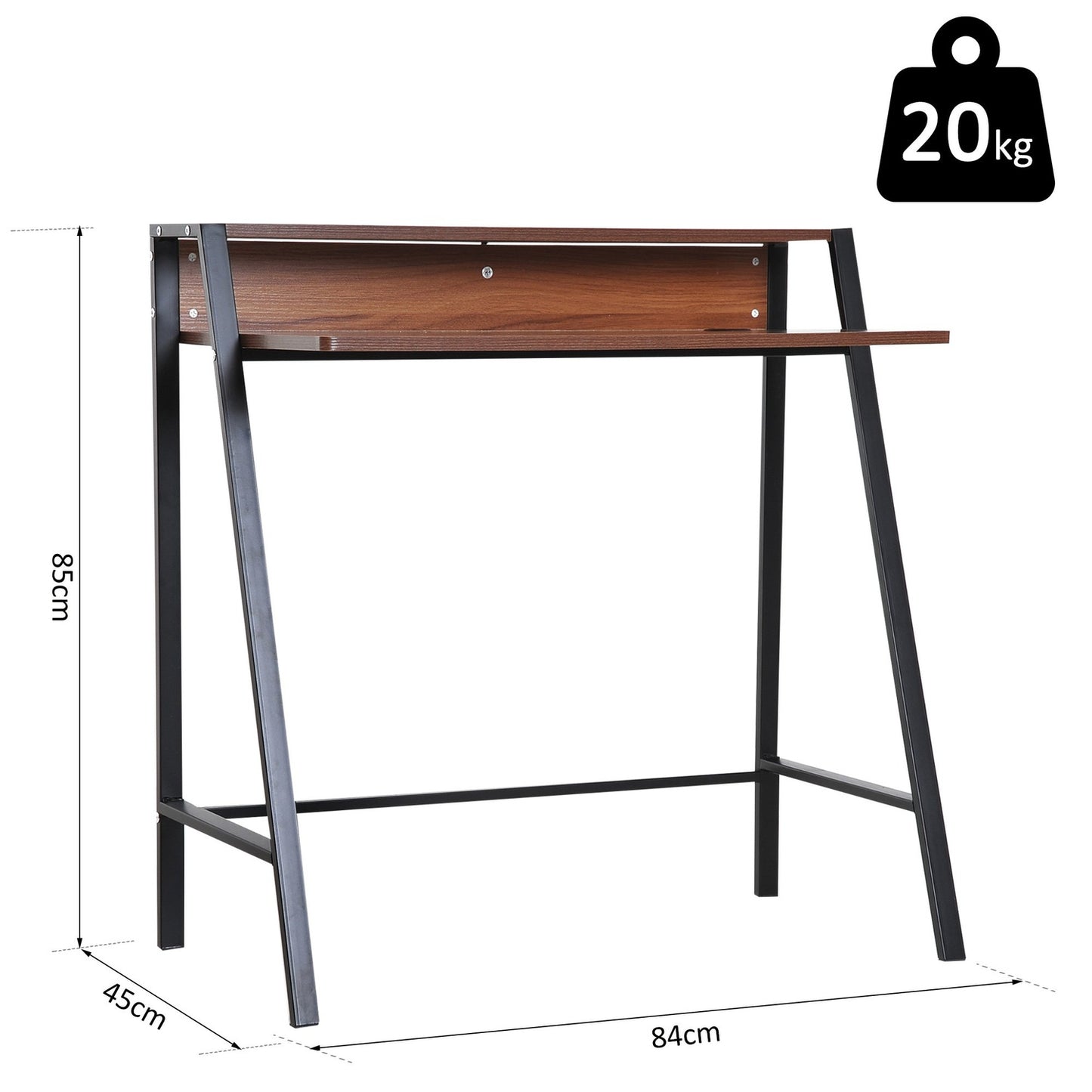 Desktop computer desk with storage and cable management - walnut