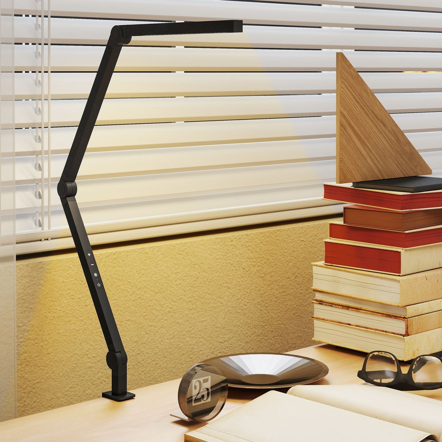 Desk Lamp, Adjustable Brightness & Color, Metal Clamp